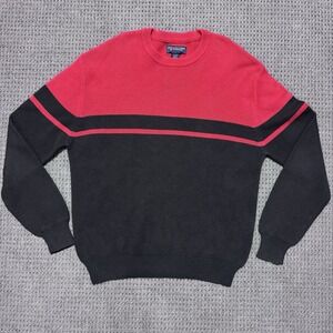 Vintage Roundtree Yorke Mens Color Block Sweater Large Black Red Hong‎ Kong 90s